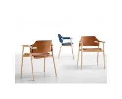 Outlet Sedia in cuoio con braccioli Suite scontata Sedie