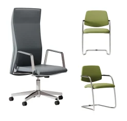 Sedia operativa in ecopelle Athena direzionale + 2 sedie slitta con forte sconto^Las Mobili Outlet