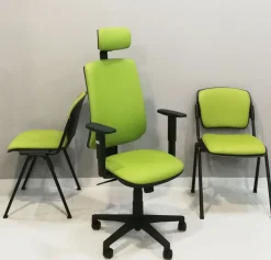 Sale Sedia operativa Mask schienale alto + 2 sedie attesa  in ecopelle a prezzo Outlet Arredo Ufficio