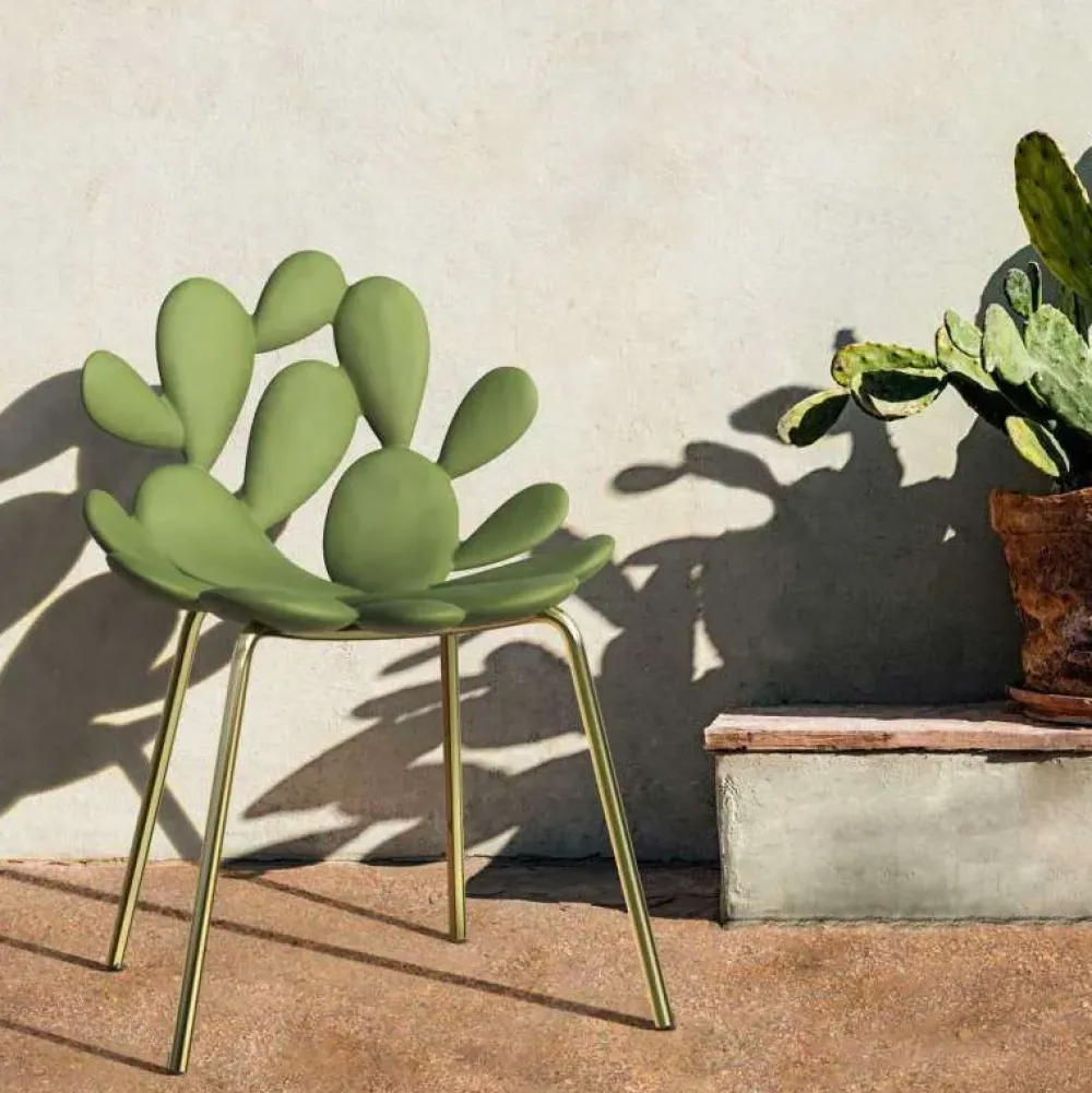 Qeeboo Sedia per l'esterno sedia filicudi ottone e giallo – set 2 pezzi a marchio in offerta- Sedie Da Giardino