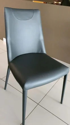 Ozzio Sedia Sofia grafite da soggiorno realizzata in pelle scontata del 84%- Sedie