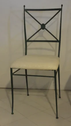 Collezione esclusiva Sedie classiche in ferro finitura verde e cuscini in tessuto scontate del -80%- Sedie
