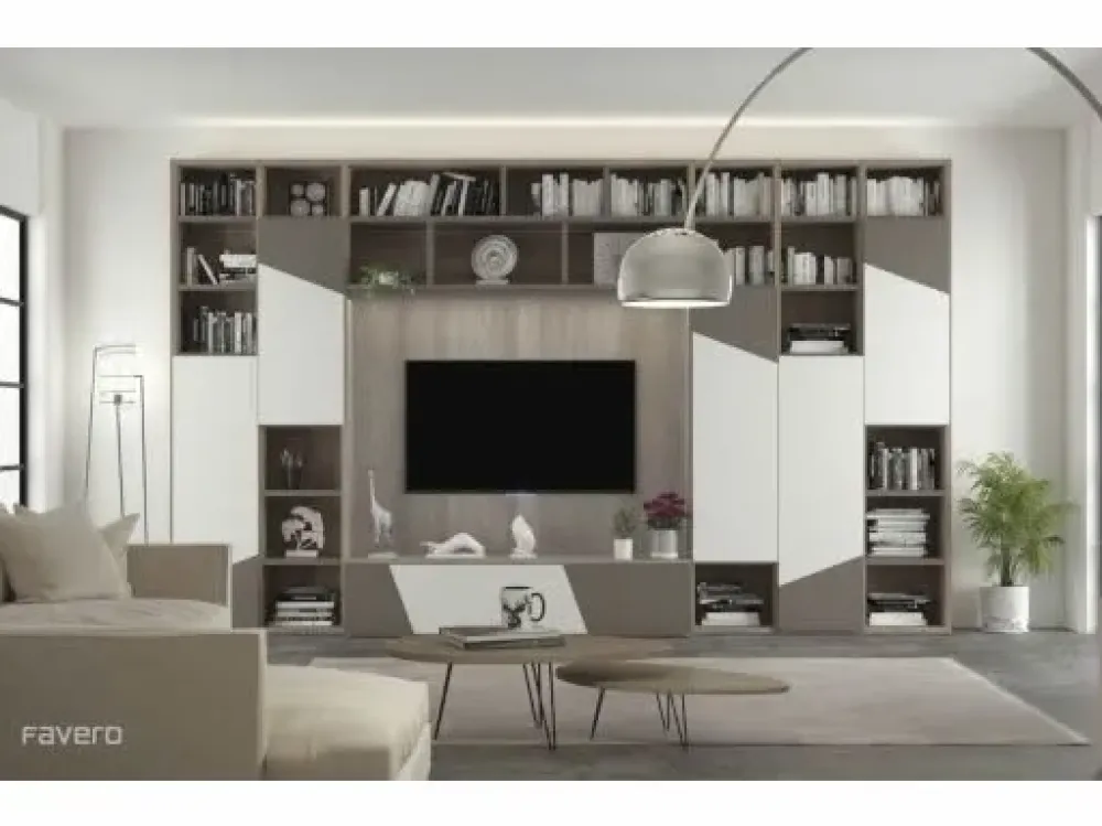 Favero Soggiorno completo Composizione disegual spalla - 7rf 5020_a di in legno a prezzo scontato- Soggiorni Completi