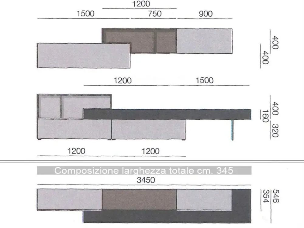 Sangiacomo Soggiorno completo Lampo di in stile moderno in offerta- Soggiorni Completi