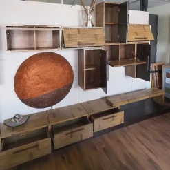 Bortoli Soggiorno completo modello Composizione soggiorno  bambu miele e black  di a prezzo scontato- Soggiorni Completi