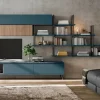 Colombini Casa Soggiorno completo modello Soggiono  colombini golf  in colore rovere e  blu opale di a prezzo Outlet- Soggiorni Completi
