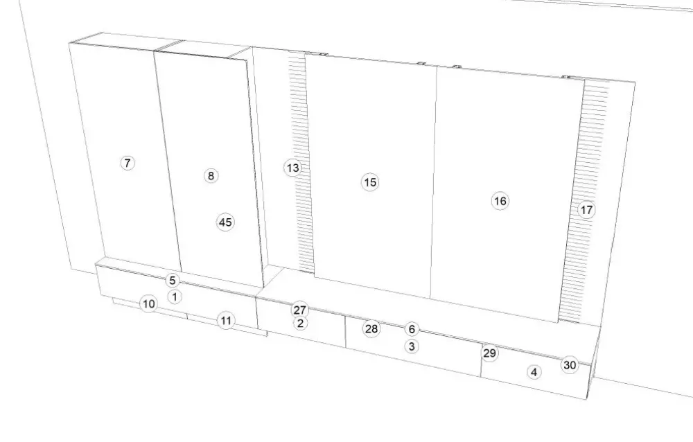 Modulnova Soggiorno completo Parete mh6 di in laminato materico a prezzo scontato- Soggiorni Completi
