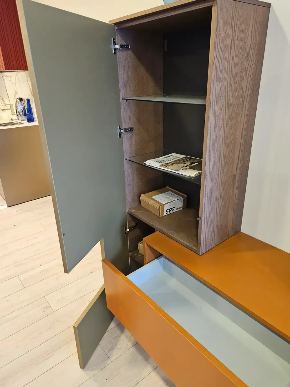 Mobilgam Soggiorno completo Soggiorno modello horizon di in laccato opaco a prezzo Outlet- Soggiorni Completi