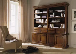 Collezione esclusiva Soggiorno  Libreria a 4 ante con cassetti lucidata a gommalacca scontato del -30 %- Librerie