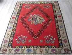 Tisca Tappeto classico Kilim, tappeto orientale rombo centrale, rug a prezzo scontato- Tappeti