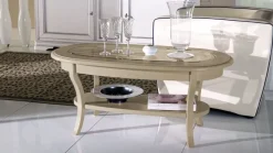Artigiani Veneti Tavolino modello Tavolino da salotto ovale con piano in vetro in promo-sconto del 40% in OFFERTA OUTLET- Tavolini