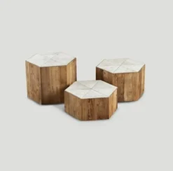 Dialma Brown Tavolino in stile design modello Db004447 set di tre tavolini esagonali di a prezzi imbattibili- Tavolini
