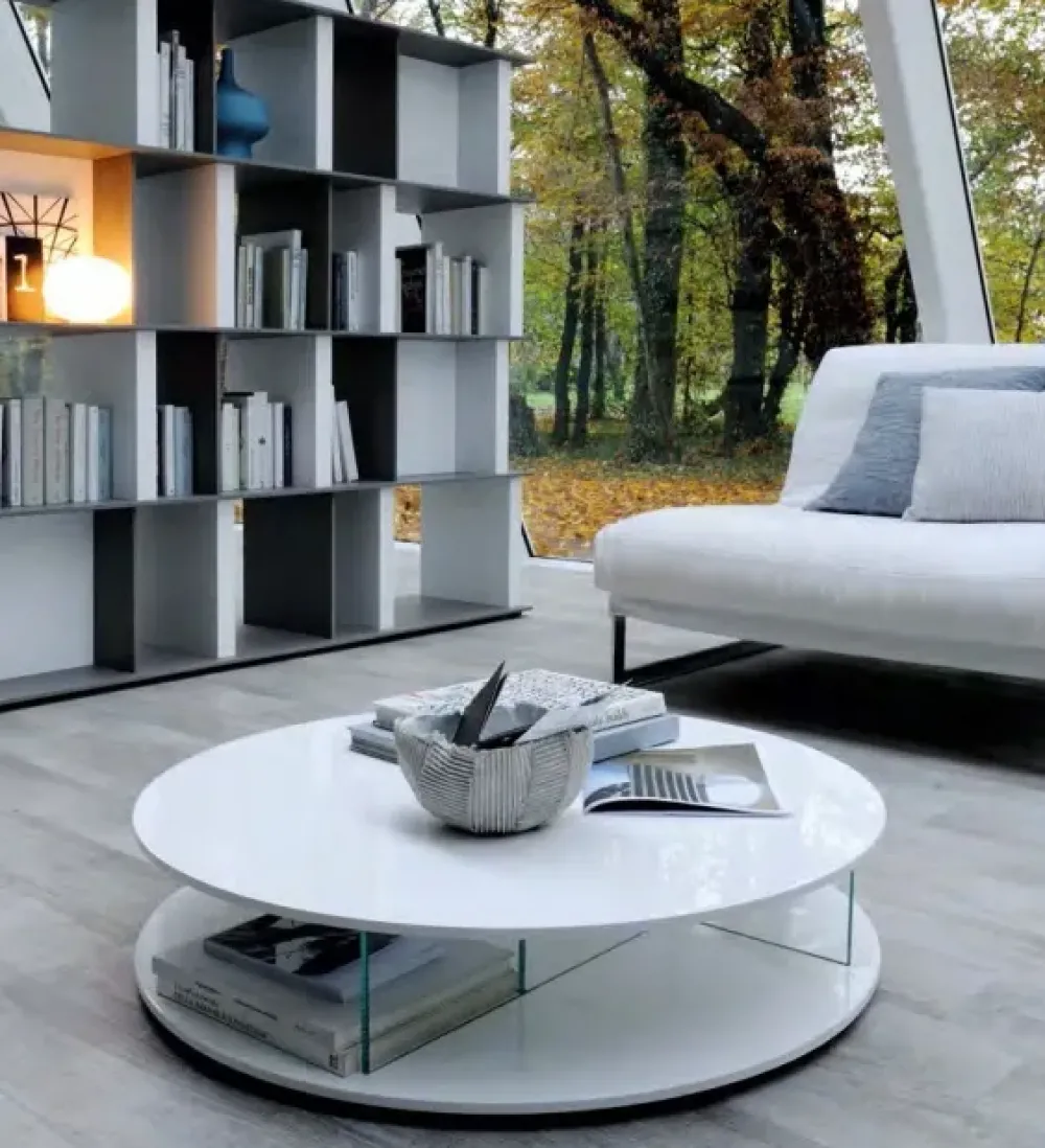 Mobilgam Tavolino Rotondo in OFFERTA OUTLET. Design moderno ed elegante.- Tavolini