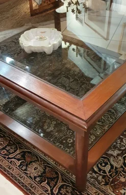 Tavolino modello Mogano e vetro molato di a prezzo scontato^Artigianale Clearance