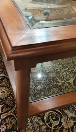 Tavolino modello Mogano e vetro molato di a prezzo scontato^Artigianale Clearance