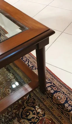 Tavolino modello Mogano e vetro molato di a prezzo scontato^Artigianale Clearance