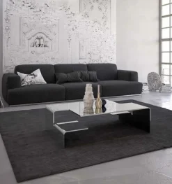 Artigianale Tavolino Tavolino da salotto mod.oliviero in cristallo curvato in promo-sconto 45% della firma a prezzi outlet- Tavolini