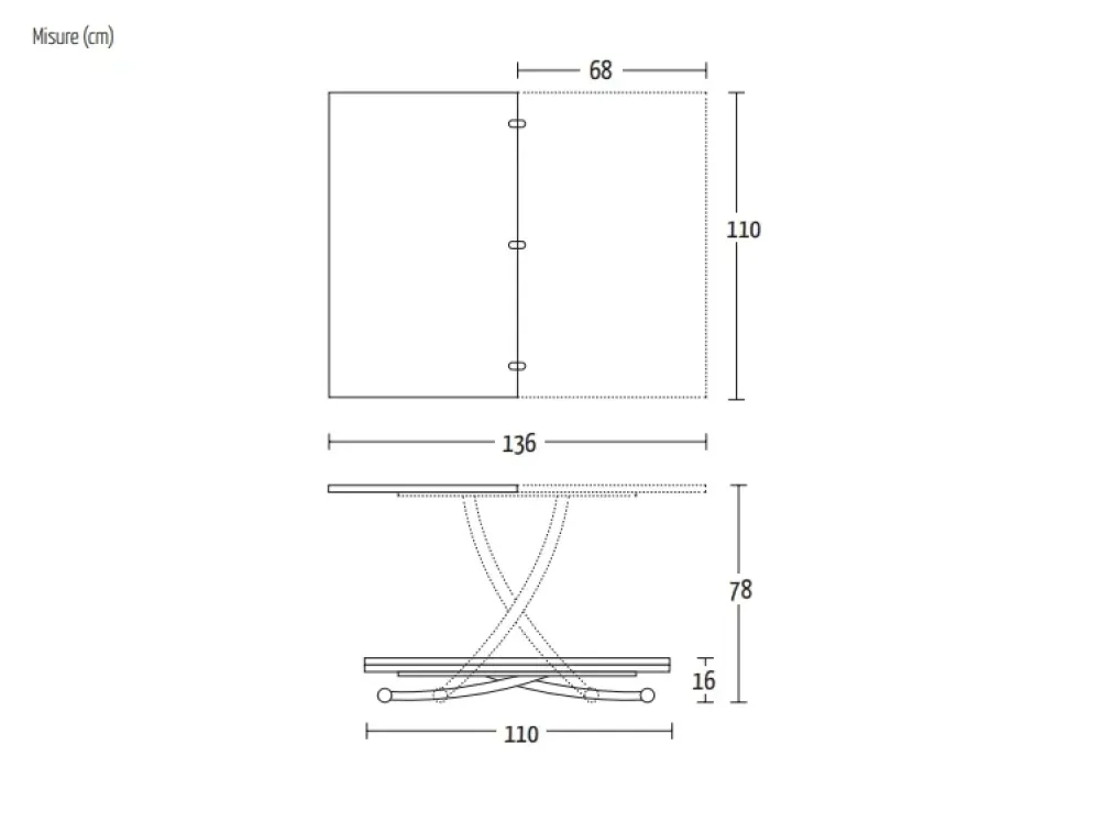 Tavolino trasformabile in tavolo Bessy in OFFERTA OUTLET^Altacom Hot