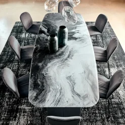 Hot Tavolo in vetro sagomato, prezzo outlet! Lunghezza max 50. Tavoli