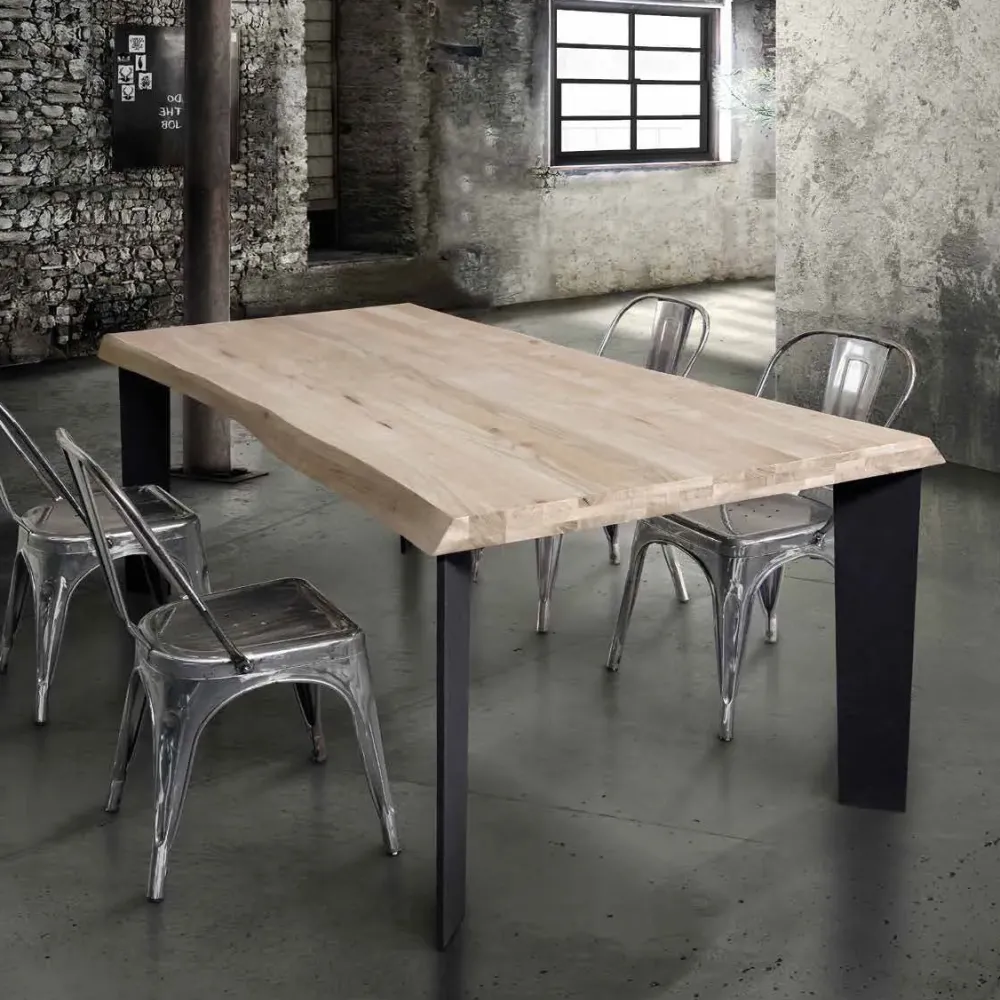 New Tavolo fisso Tavolo legno con gambe metallo Tavoli