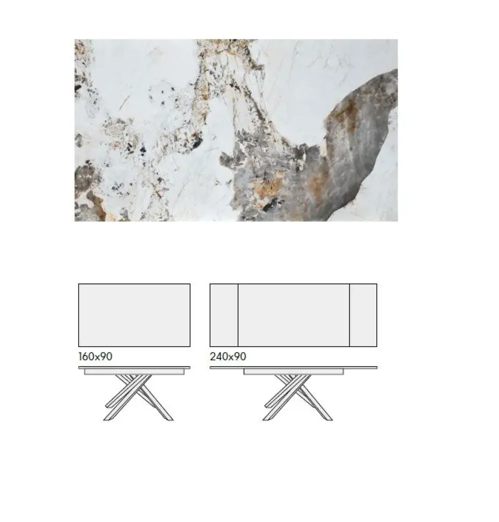 Outlet Tavolo in altri materiali rettangolare Tavolo piano pandora luxury allungabile a prezzo scontato Tavoli