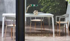 Sale Tavolo in legno e resina quadrato Tavolo steelwood in hpl bianco 145x145 a prezzo ribassato Tavoli