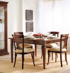 Outlet Tavolo in legno quadrato F309 piano a parquet a prezzo scontato Tavoli