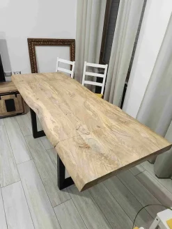 Outlet Etnico Tavolo in legno rettangolare Tavolo allungabile craft gambe u a prezzo scontato- Tavoli