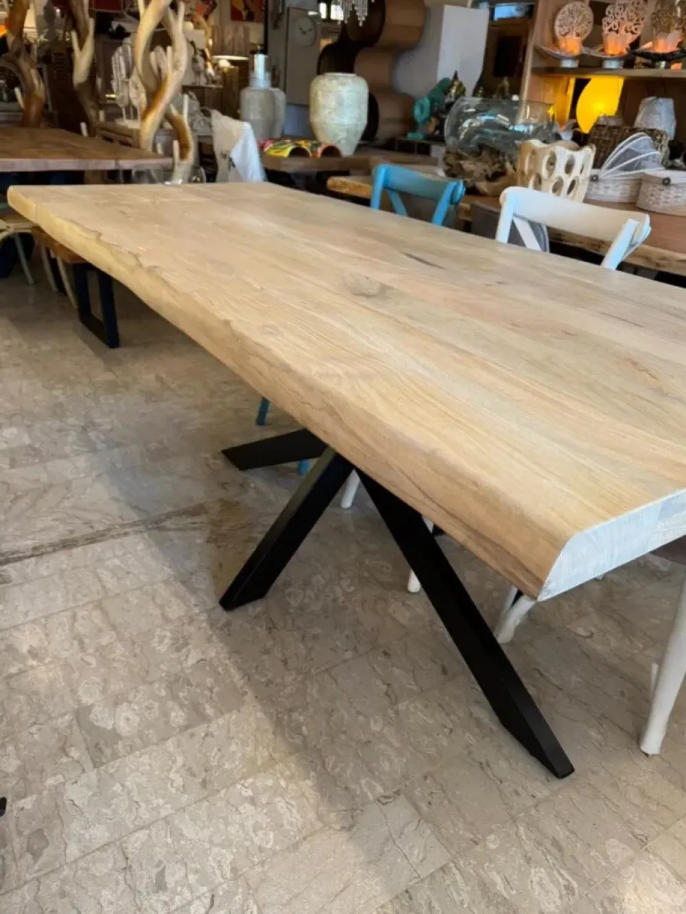 Outlet Etnico Tavolo in legno rettangolare Tavolo allungabile craft gambe u a prezzo scontato- Tavoli