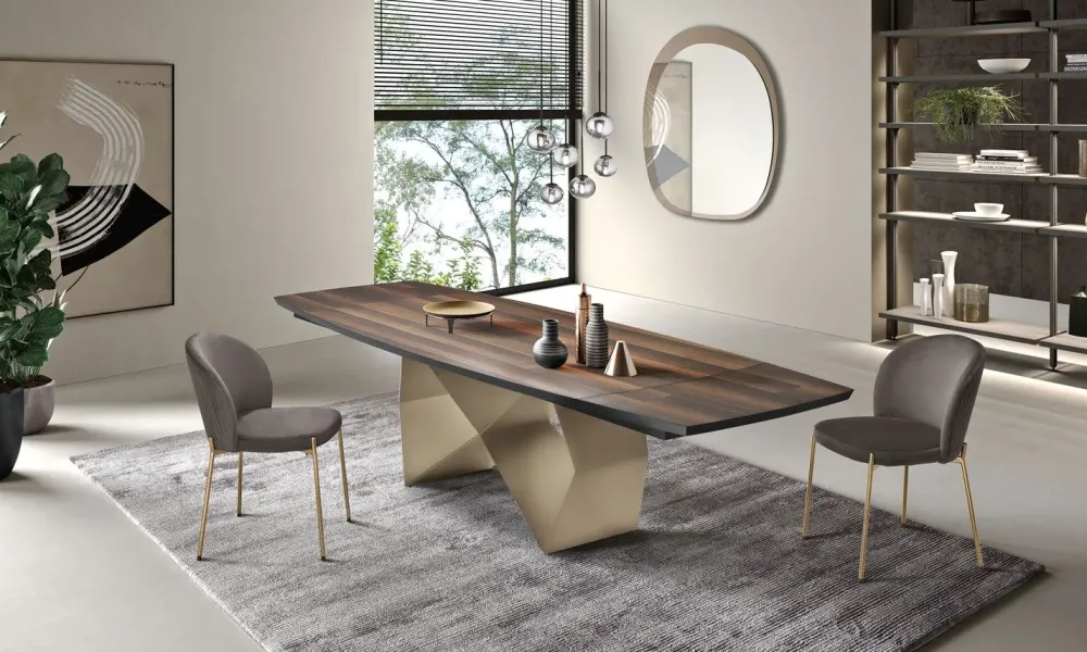 Tavolo in legno rettangolare Tavolo allungabile impiallacciato luxury in offerta outlet^Md work Sale