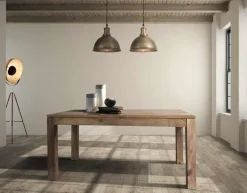 Outlet Etnico Tavolo in legno rettangolare Tavolo nature allungabile con prolunghe a scomparsa a prezzo scontato- Tavoli