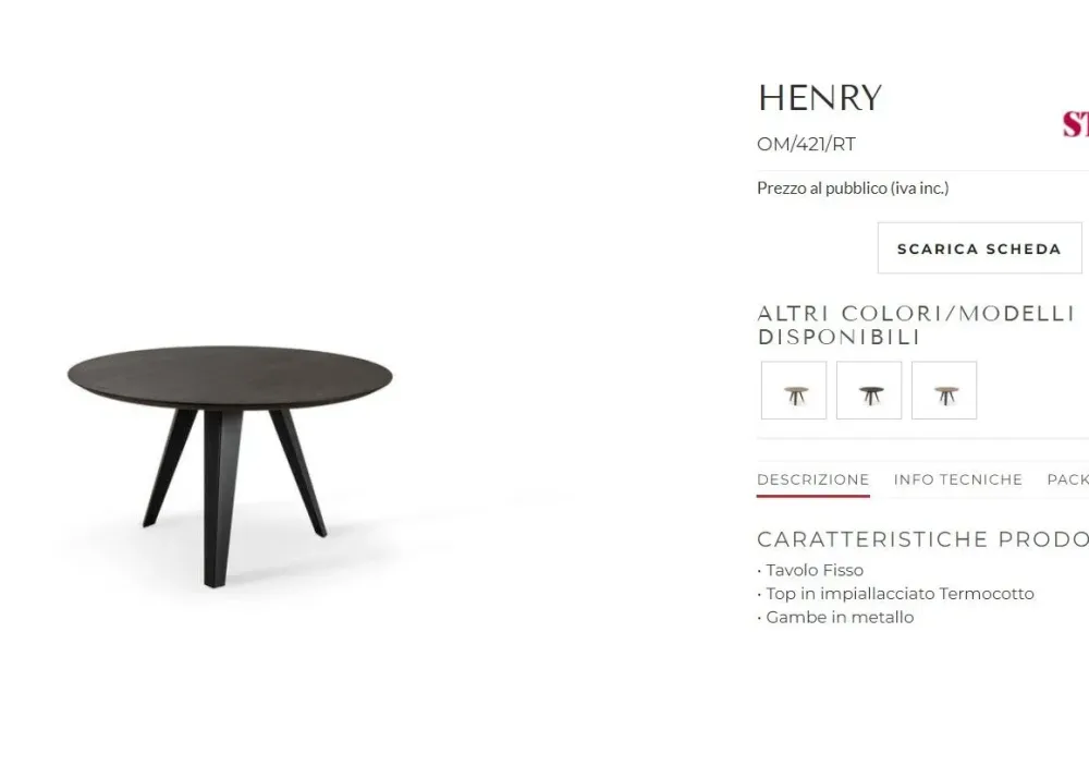 Tavolo in legno rotondo Henry in offerta outlet^Stones Hot