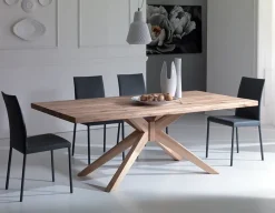 Pozzoli TAVOLO IN VETRO CON BASAMENTO CENTRALE A STELLA- Tavoli