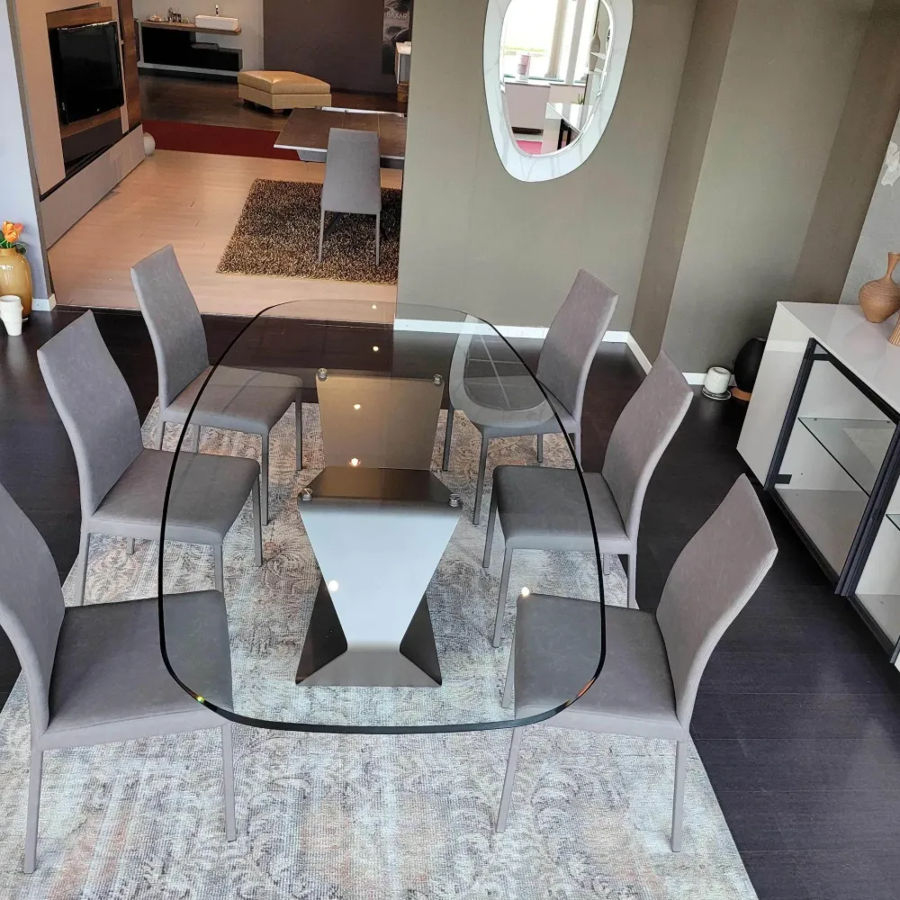 Ozzio Tavolo in vetro sagomato Gem in offerta outlet- Tavoli