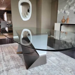 Ozzio Tavolo in vetro sagomato Gem in offerta outlet- Tavoli