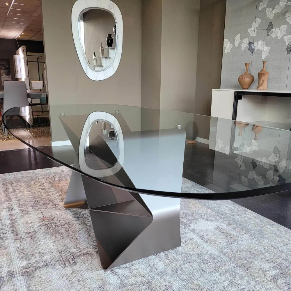 Ozzio Tavolo in vetro sagomato Gem in offerta outlet- Tavoli