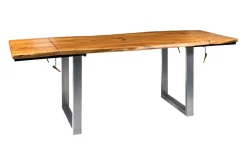 Tavolo industr. in legno e metallo, prolunghe estraibili. , prezzo ribassato.^Outlet Etnico