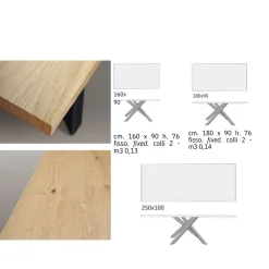 Md work Tavolo Tavolo  fisso in legno base metallo piano finitura rovere  PREZZI OUTLET -54%- Tavoli