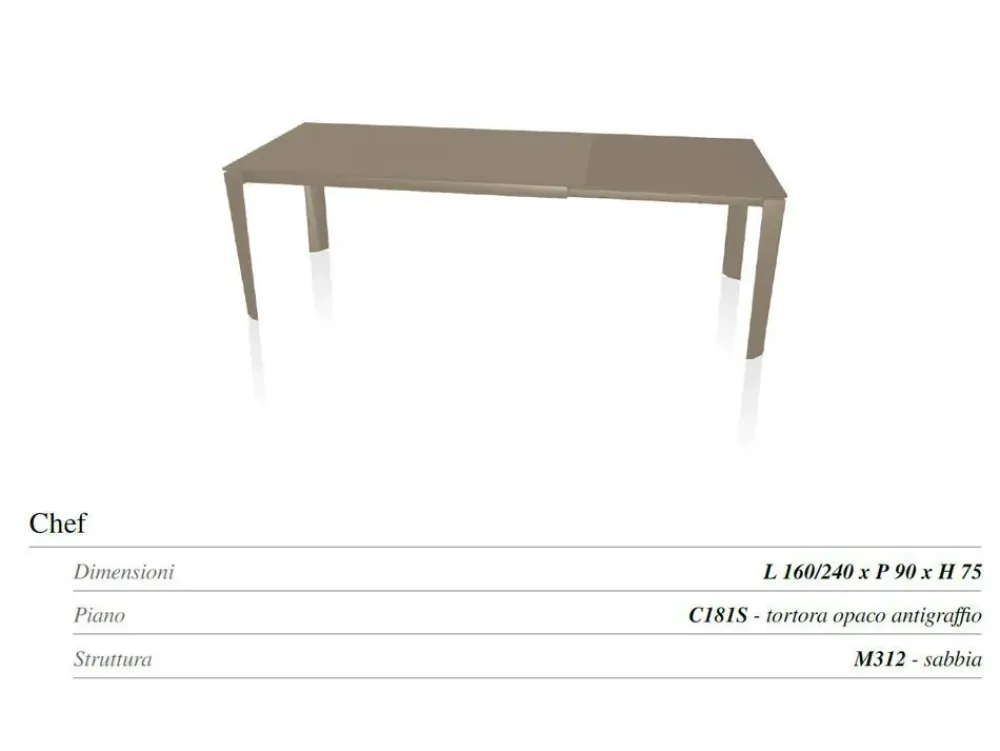 Outlet Tavolo rettangolare a quattro gambe Chef scontato Tavoli