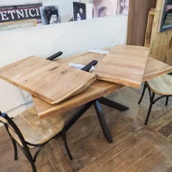Tavolo rettangolare con basamento centrale Tavolo design indsutrial live edge in legno e matallo scontato^Outlet Etnico Outlet