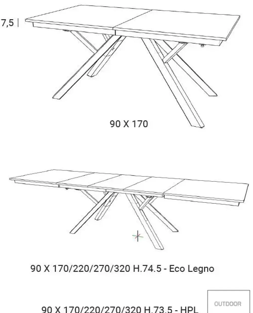 Outlet Tavolo rettangolare Diadema di a prezzo riservato Tavoli