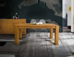 Artigianale Tavolo rettangolare in legno Gamba quadra allungabile in Offerta Outlet- Tavoli