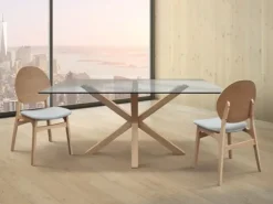 Tavolo rettangolare Tavolo legno massello piano vetro   scontato del 45%^Md work Online