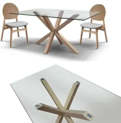 Tavolo rettangolare Tavolo legno massello piano vetro   scontato del 45%^Md work Online