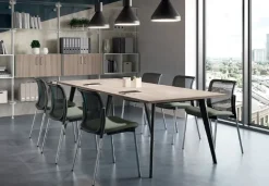 Tavolo riunione in legno Rhea con 6 sedie a prezzi convenienti^Flycom Online