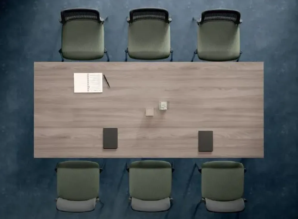 Tavolo riunione in legno Rhea con 6 sedie a prezzi convenienti^Flycom Online