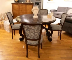 Artigianale Tavolo Tavolo fratino legno antico massello noce + n. 4 sedie   a prezzo ribassato- Tavoli