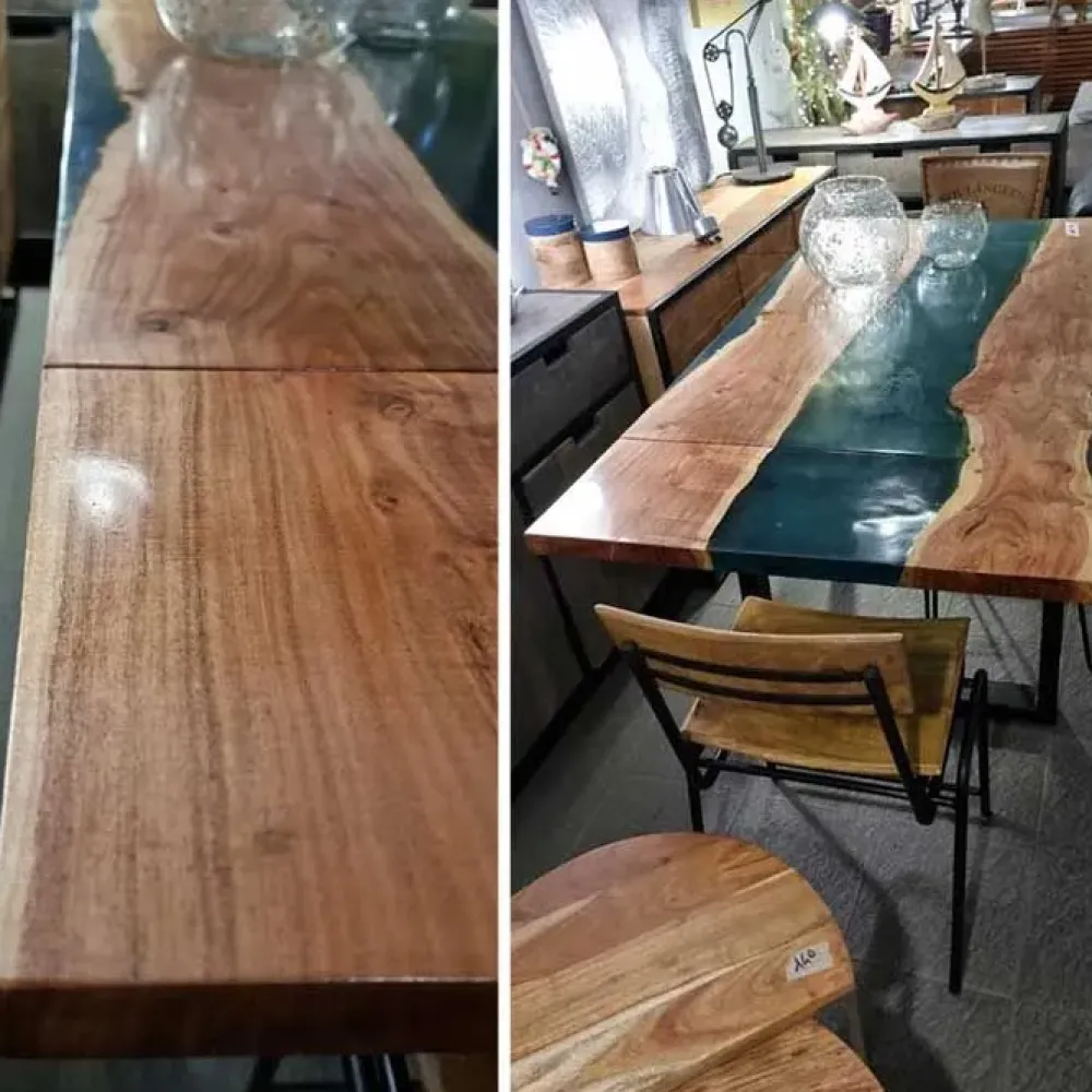 Sale Tavolo Tavolo in legno re resina industrial a prezzo scontato Tavoli