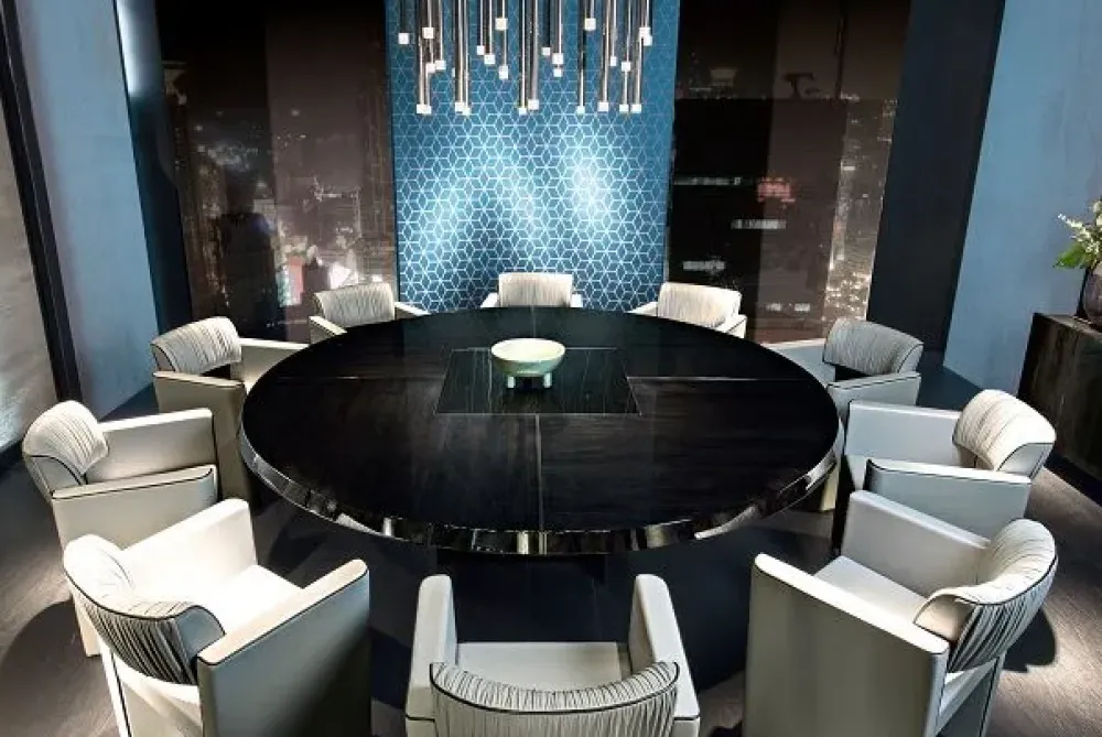 Tavolo Tavolo maxi rotondo cedro e marmo in OFFERTA OUTLET -20%^Md work Outlet