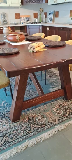 Artigianale Tavolo Tavolo peppino in legno Fisso scontato 60%- Tavoli